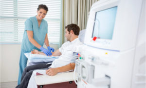The nurse explains the different dialysis side effects.